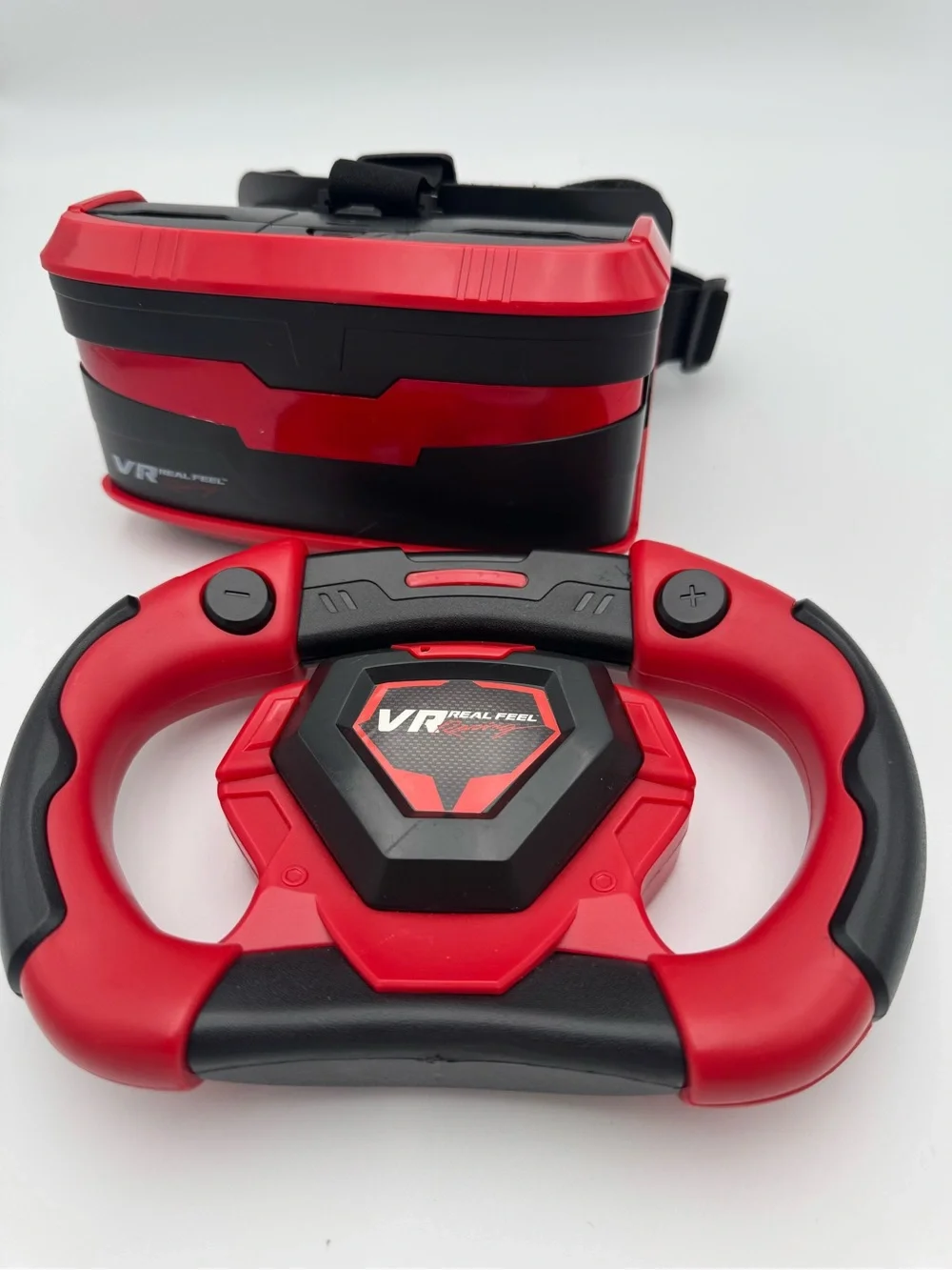 VR Real Feel Racing Headset & Steering Wheel Controller Red/Black